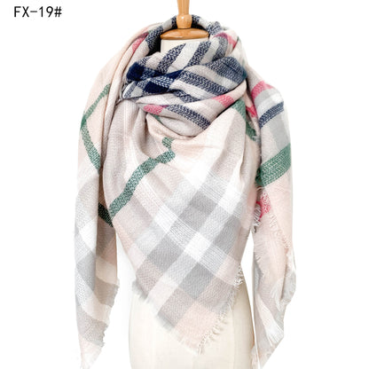 Double-Sided Colorful Plaid Scarf with Cashmere-like Feel - myETYN