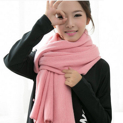 Casual Solid Color Warm And Long Couple Scarf - myETYN