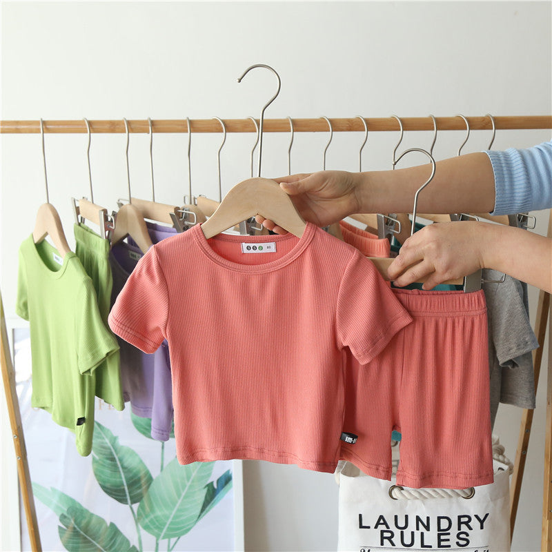 Summer Cotton Thin Short-Sleeved Pajamas For Children