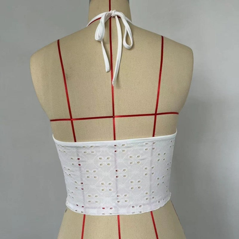 Trendy Halter Strap Vest Women's Sexy Slim Fit Drawstring Irregular Spaghetti-strap Top