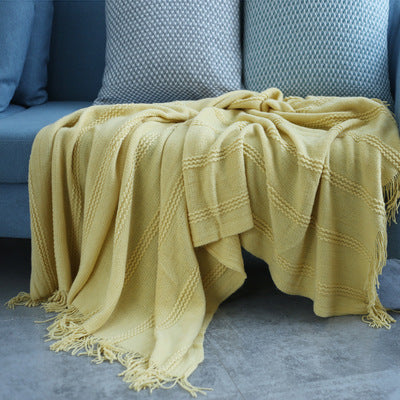 Knitted Sofa Blanket: Perfect for Bedding and Air Conditioning, Plain Color