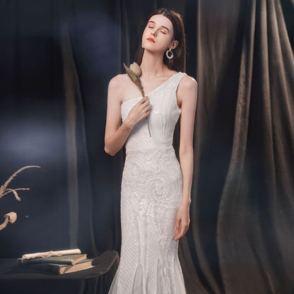 Luxury Sleeveless Fishtail Evening Gown for Socialite & Dinner Parties