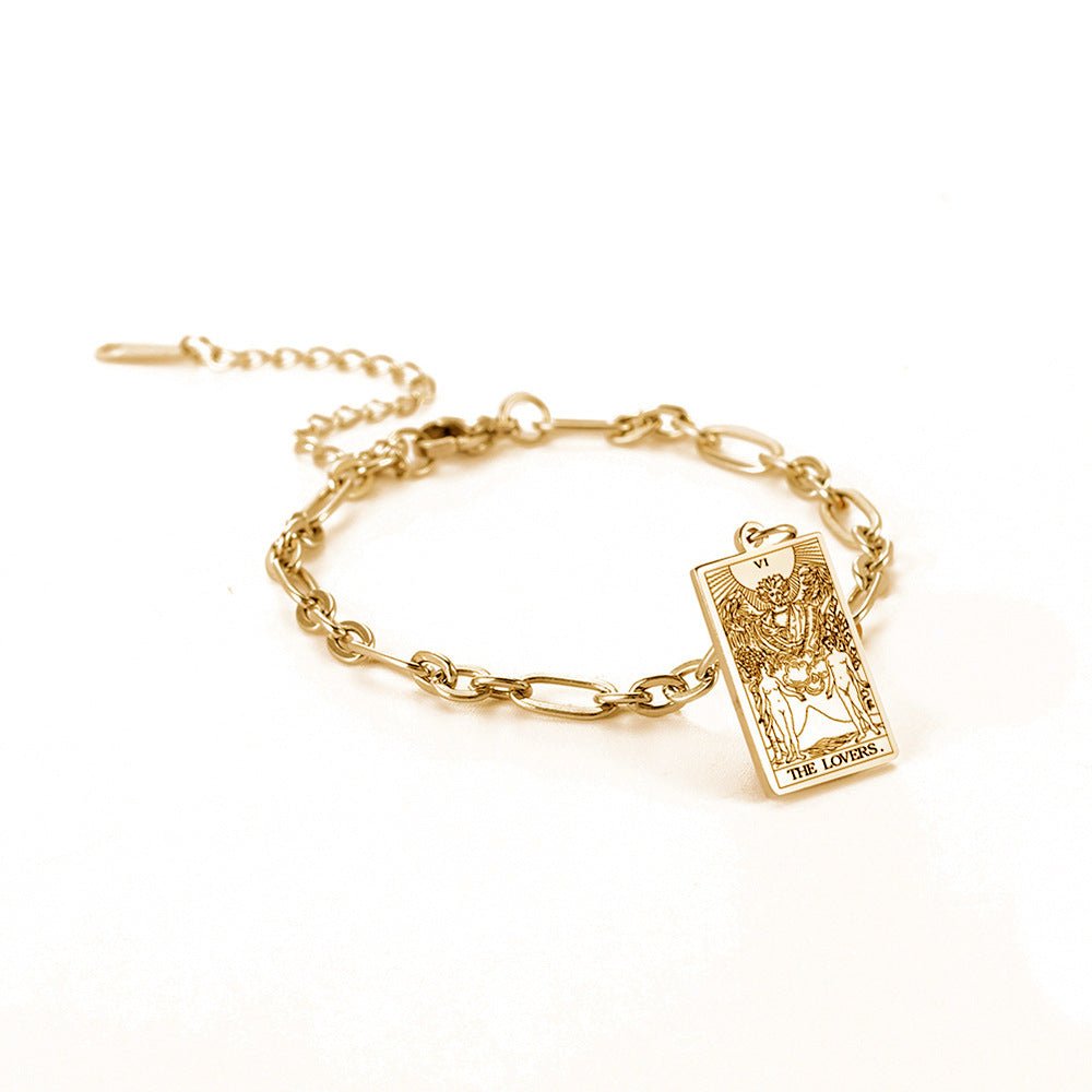 12 Tarot Card Series Fashion Trend Long Oval Link Chain Bracelet - myetyn