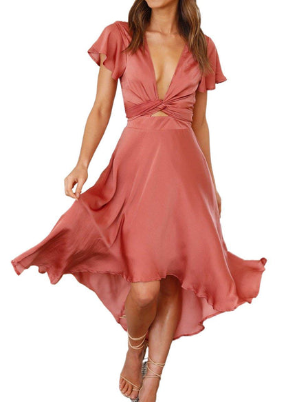 Summer Women's V-neck Irregular Dress