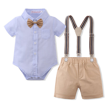 Summer Short Sleeved Children's Suspender Suit