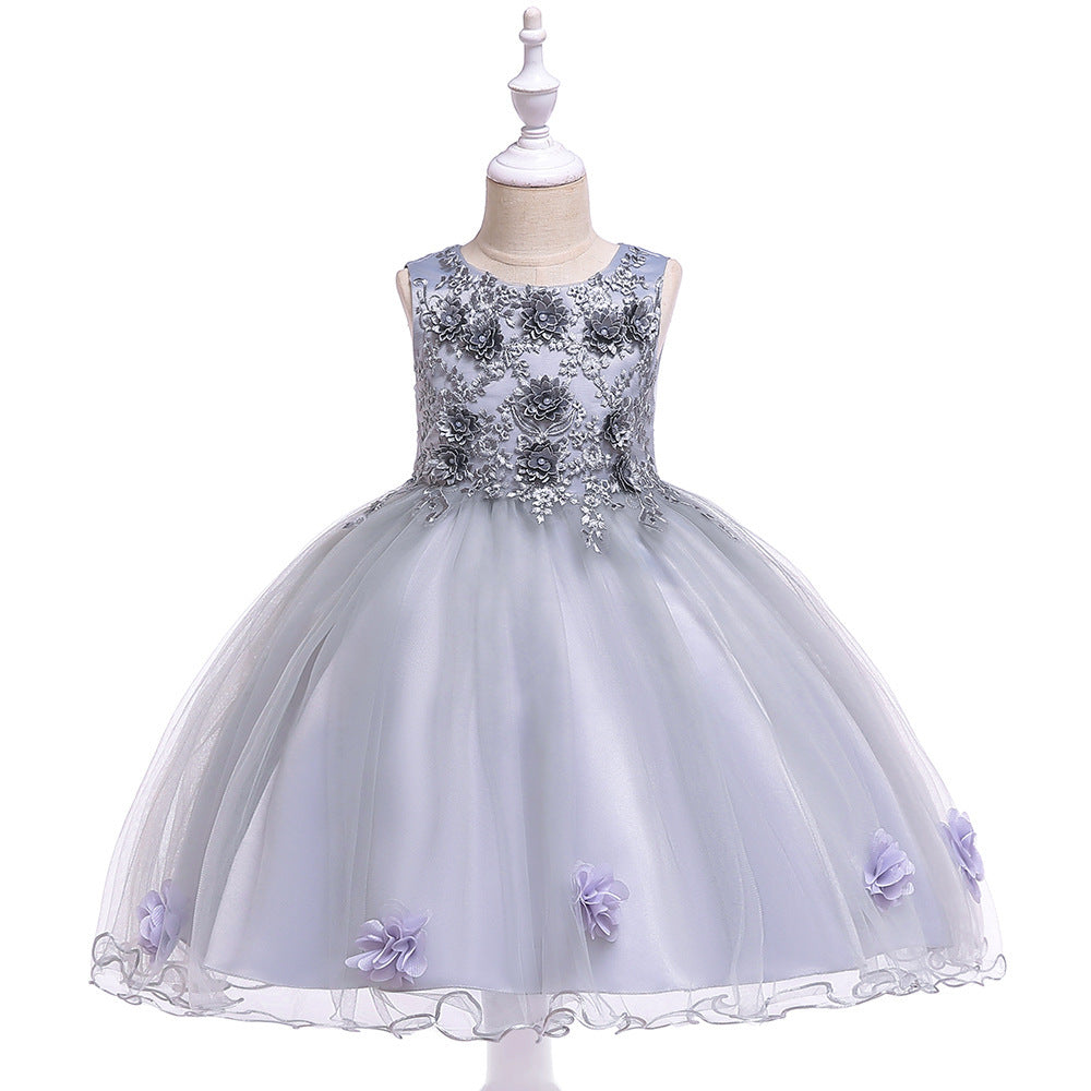 Girls Wedding Dress Tutu Skirt New Handmade Flower Mesh