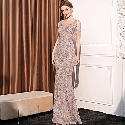 Women’s Long Sequin Slim Dress – Fishtail Evening & Party Gown