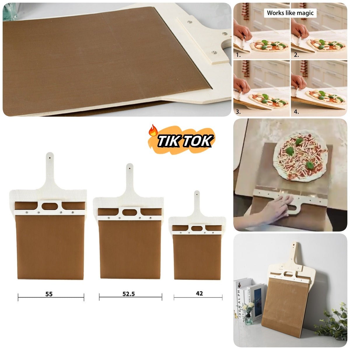 3 Sizes Sliding Pizza Peel Shovel Storage Board Pala Pizza Scorrevole Wooden Handle Transfer Pizza Kitchen Gadgets - myetyn