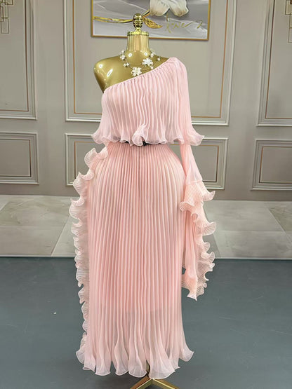 Fashionable One-Shoulder Elegant Evening Dress