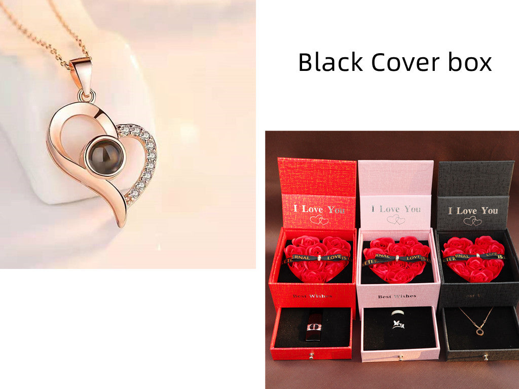 Hot Valentine's Day Gifts Metal Rose Jewelry Gift Box Necklace For Wedding Girlfriend Necklace Gifts - myETYN