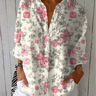 Women's European And American Fashionable Floral Pattern Printed 3D Shirt