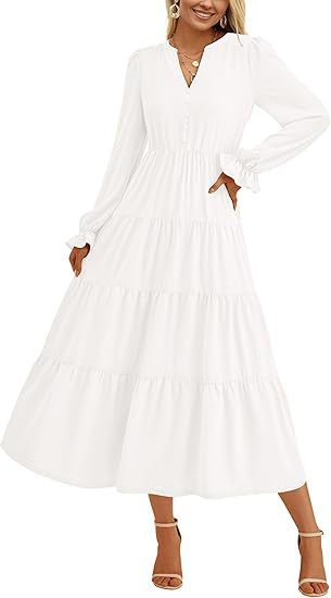 Autumn Layered Ruffled Flowy Long Dress