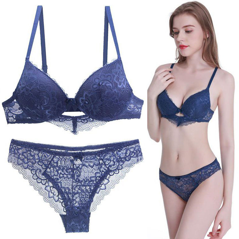 Women’s Bra Set – Embroidered Lace 3/4 Cup with Underwire Support