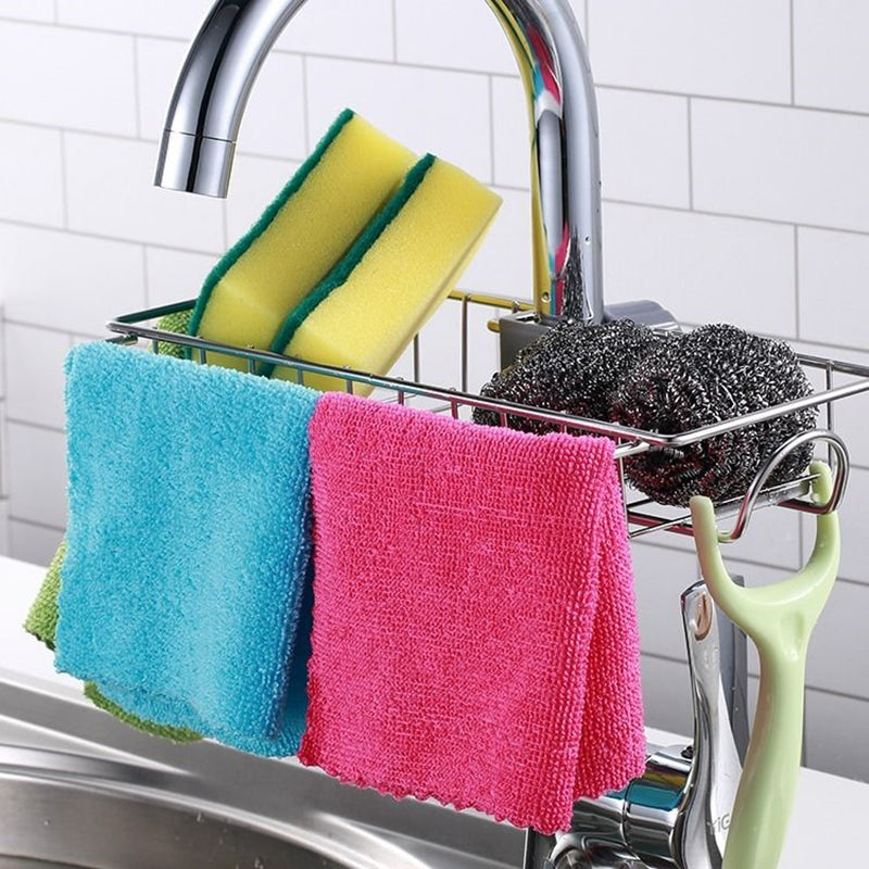 Adjustable Sink Drain Rack Sponge Storage Faucet Holder Soap Drainer Shelf Basket Organizer Kitchen Bathroom Accessories - myETYN