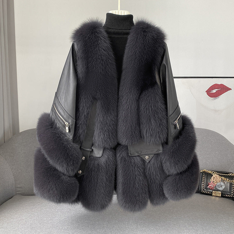 Women’s Medium-Long Fur One-Piece Coat