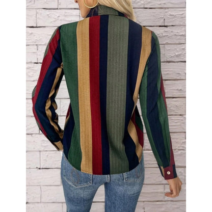 Womens Contrast Color Button Down Collared Shirt Casual Long Sleeve Business Office Work Blouses Tops