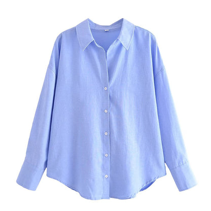 Autumn Women's Lapel Long Sleeve Solid Color Shirt - myETYN