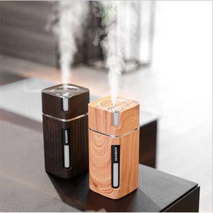 Electric Humidifier Aroma Oil Diffuser Essential Ultrasonic Wood Grain Air Humidifier USB Mini Mist Maker LED Light