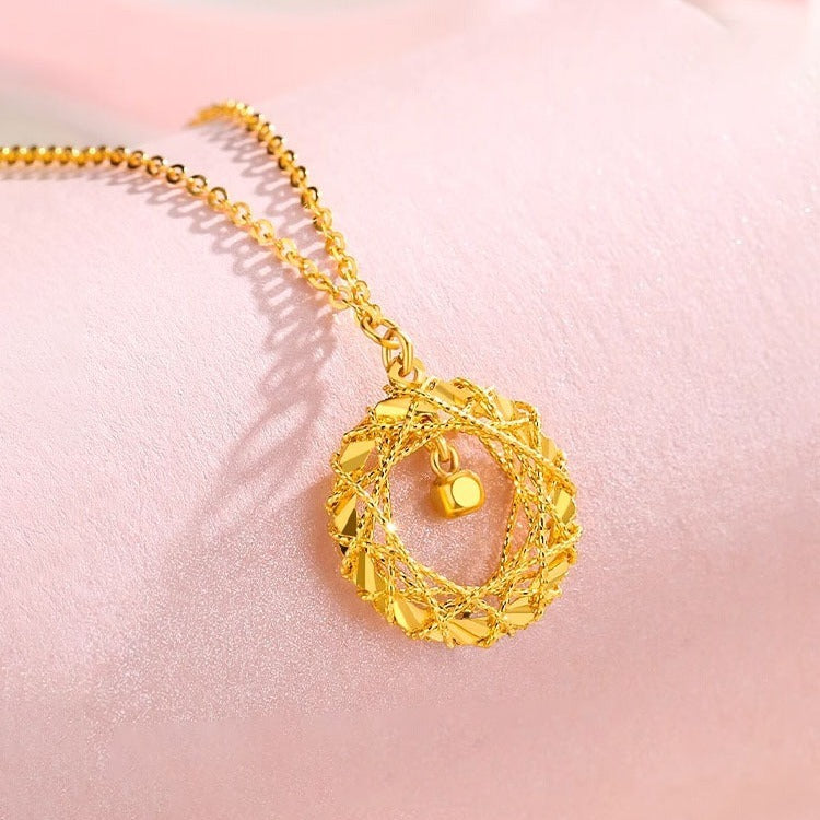 Fashion Gold Circle Net Design Necklace For Women Jewelry