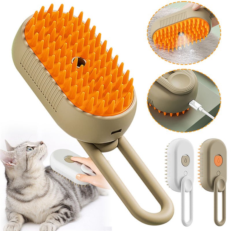 3 - in - 1 Electric Steam Brush for Pets - Grooming, Massage, Hair Removal - myetyn