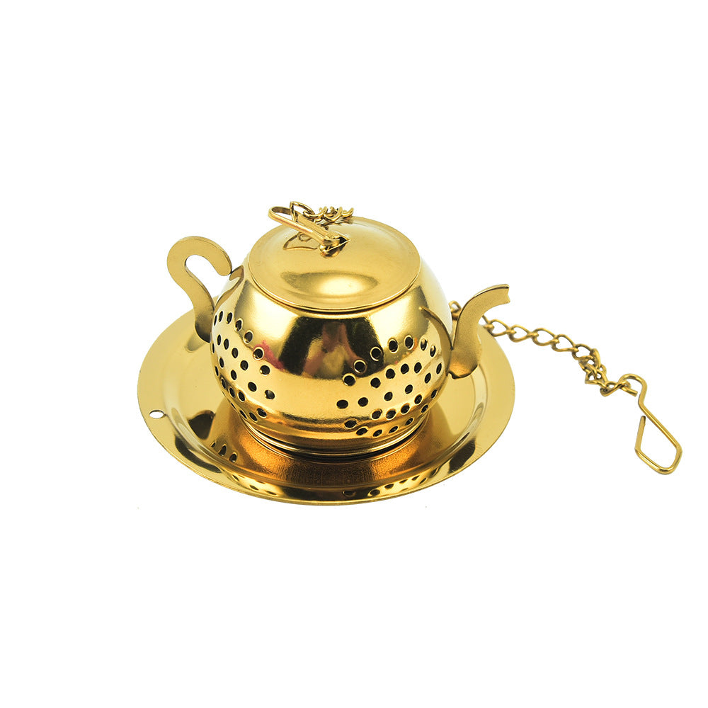 Gold Pendant Chain Tea Ball Stainless Steel Filtration Office Tea Making Device - myETYN