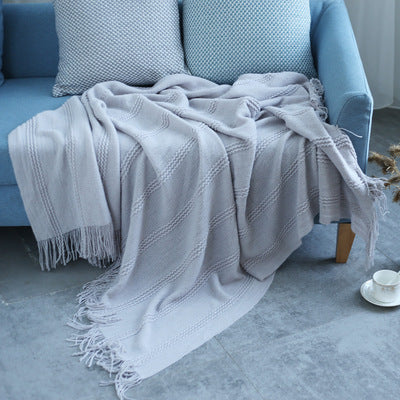 Knitted Sofa Blanket: Perfect for Bedding and Air Conditioning, Plain Color