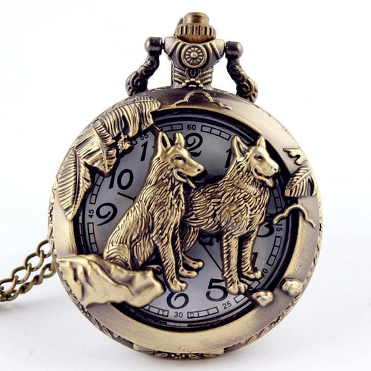 Vintage animal chain pocket watch