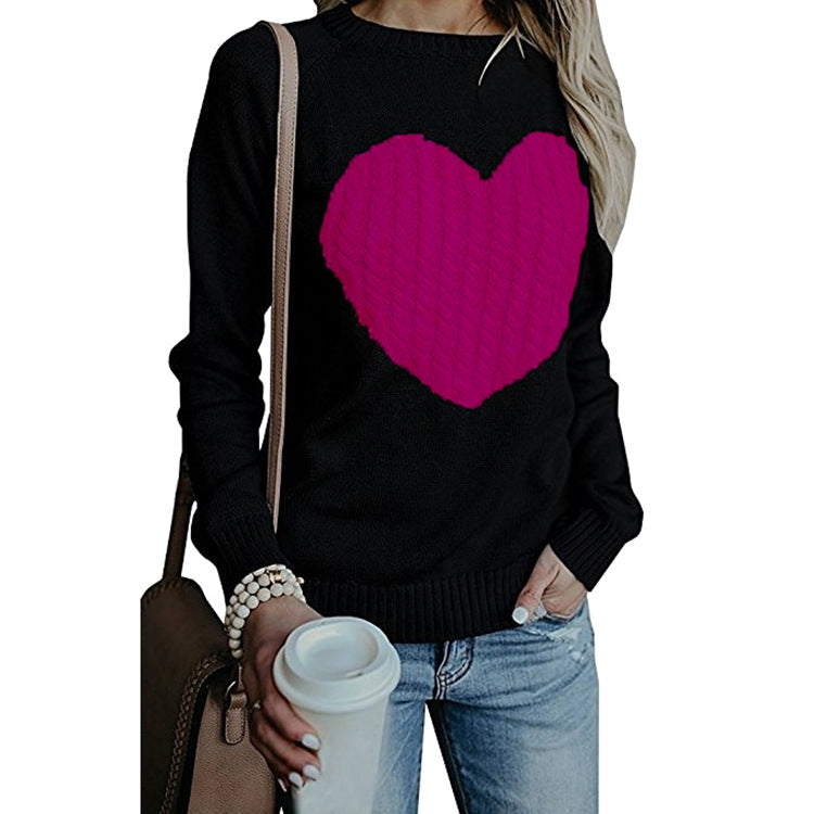 Love Printed Pullover Sweater For Women Solid Color Spring And Autumn Clothes - myETYN