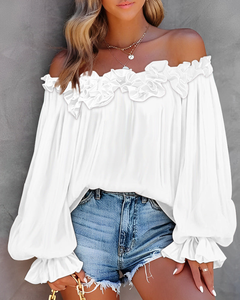 Early Spring Hot Selling New Elegant Style Casual Off Shoulder Long Sleeved Shirt For Women