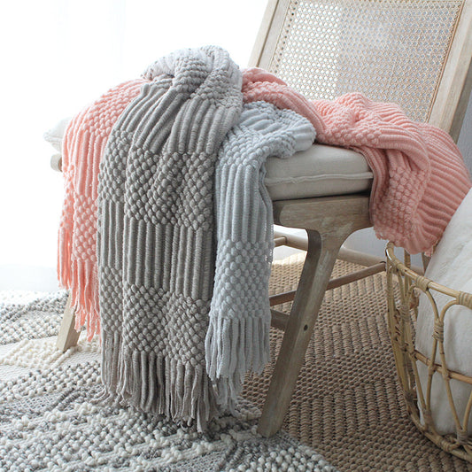 Nordic Woolen Knitted Bubble Sofa Blanket