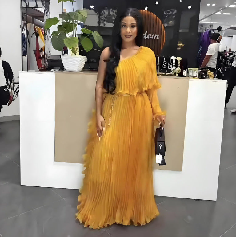 Fashionable One-Shoulder Elegant Evening Dress