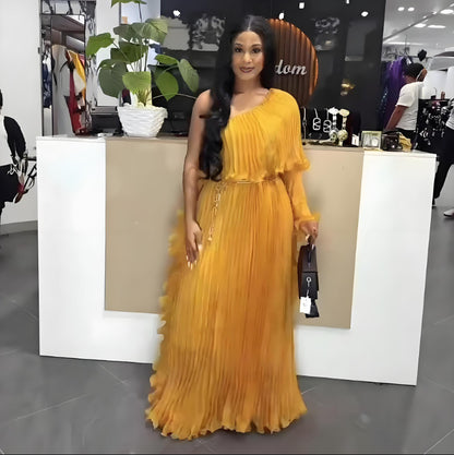 Fashionable One-Shoulder Elegant Evening Dress