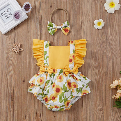 Strap Baby's Gown Two-piece Set