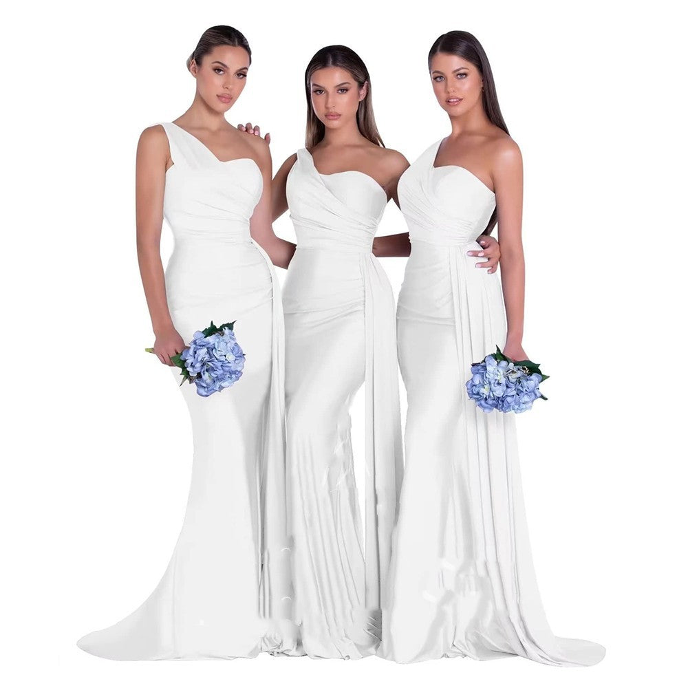 Plus Size Fat MM Mermaid One Shoulder Elegant Wedding Dress - myETYN