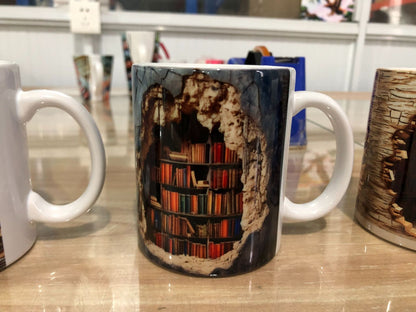 3D Bookshelf Mug Creative Ceramic Water Cup With Handle A Library Shelf Space Book Lovers Coffee Mug Birthday Christmas Gift - myETYN