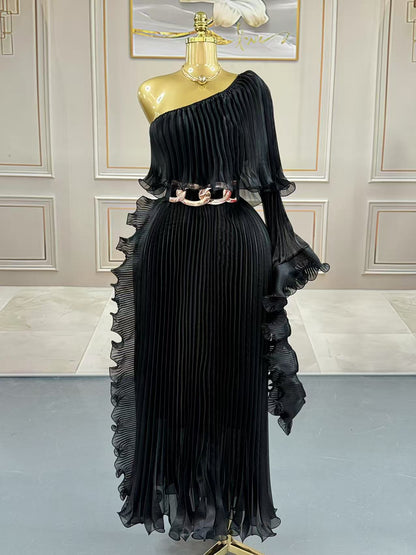 Fashionable One-Shoulder Elegant Evening Dress