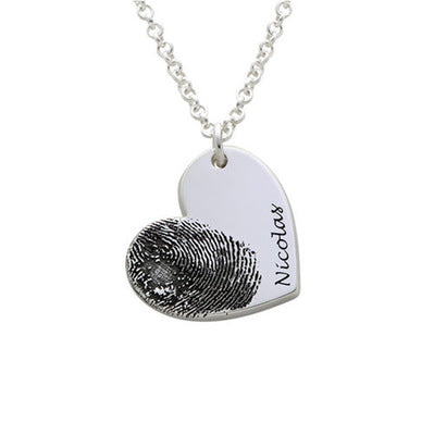 Custom Heart Necklace with Personalized Fingerprint - myETYN