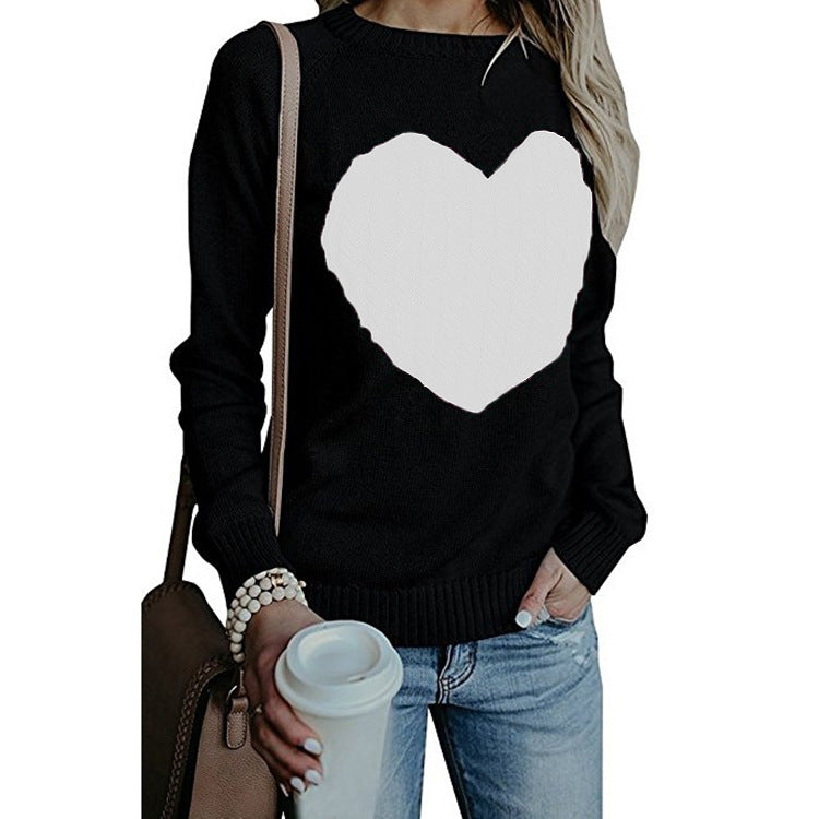 Love Printed Pullover Sweater For Women Solid Color Spring And Autumn Clothes - myETYN