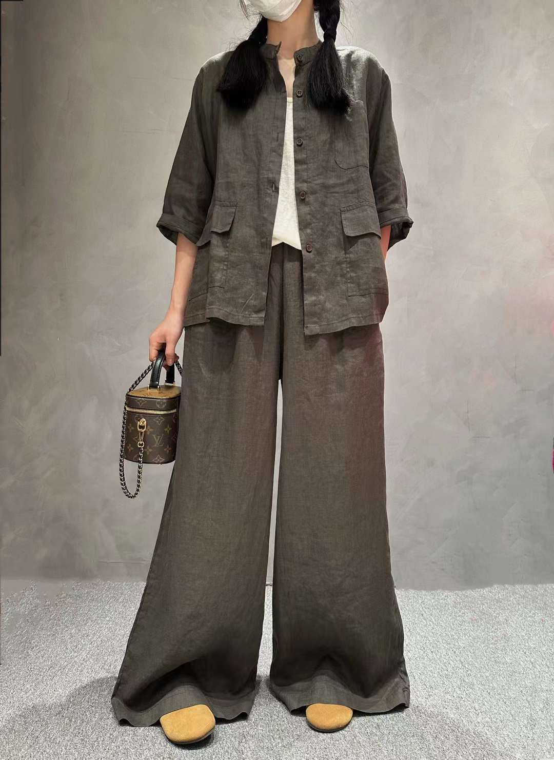 Women's Linen Co-Ord Set | Half Sleeve Shirt & Wide-Leg Pants