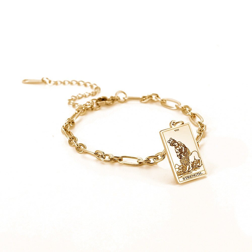 12 Tarot Card Series Fashion Trend Long Oval Link Chain Bracelet - myetyn