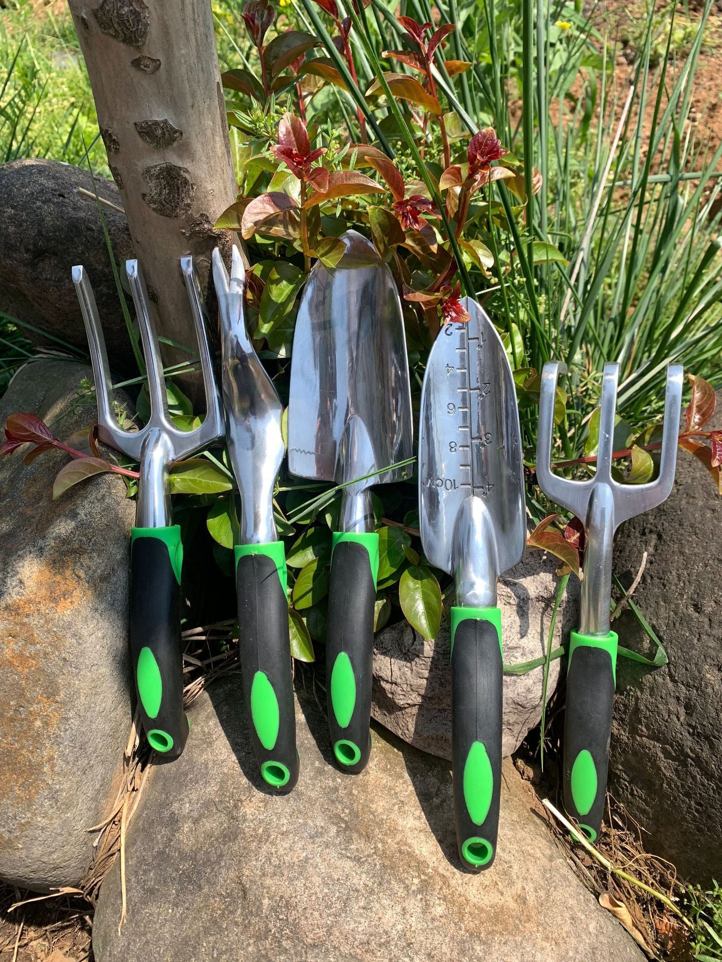 Garden Supplies 9-piece Aluminum Alloy Set, Silicone Two-color Handle Shovel Gardening Tools - myETYN