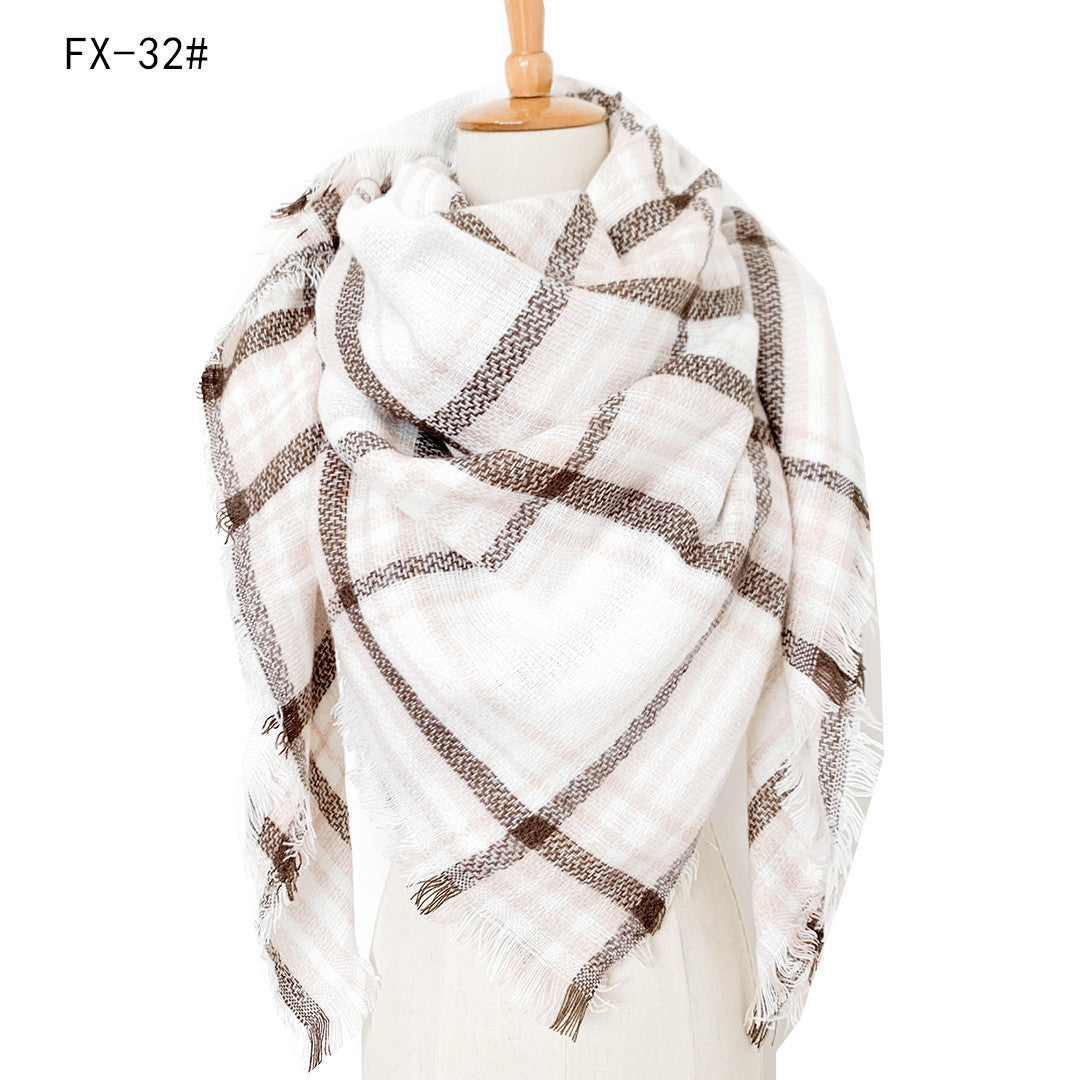 Double-Sided Colorful Plaid Scarf with Cashmere-like Feel - myETYN