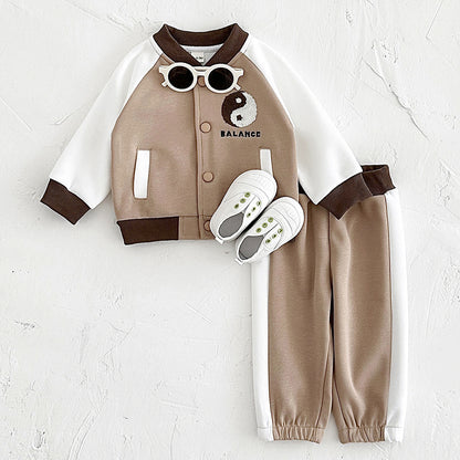 Children's Baseball Uniform Coat Trousers Suit Versatile Korean Casual Baby Autumn Jacket