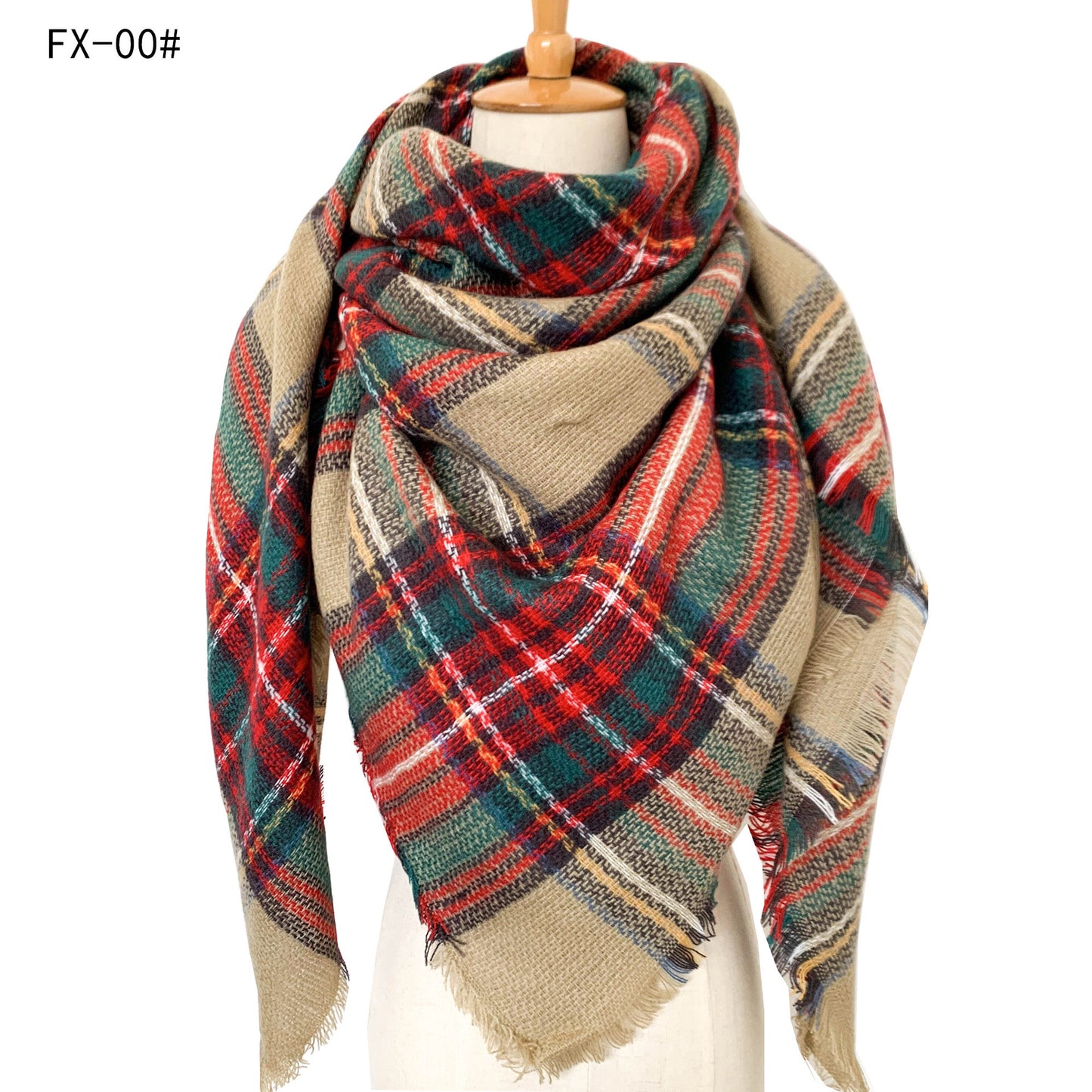 Double-Sided Colorful Plaid Scarf with Cashmere-like Feel - myETYN