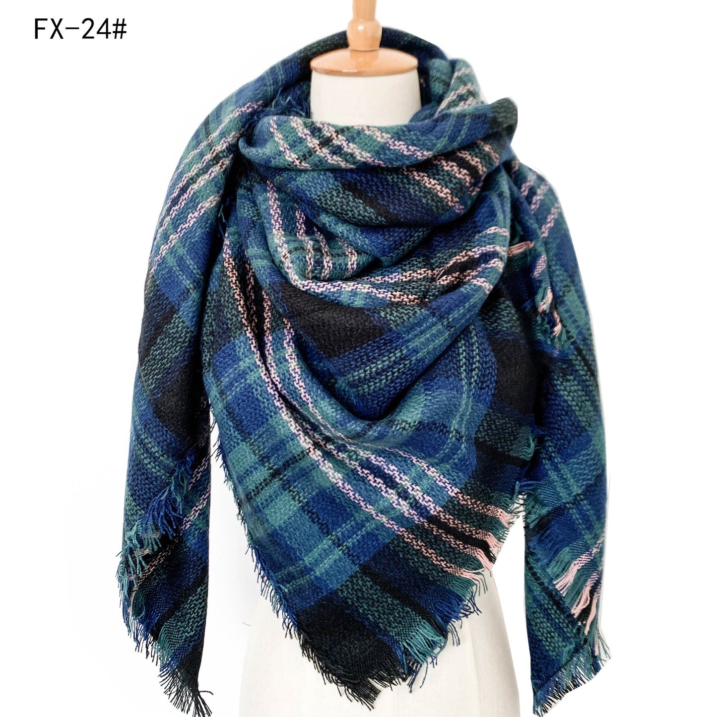 Double-Sided Colorful Plaid Scarf with Cashmere-like Feel - myETYN