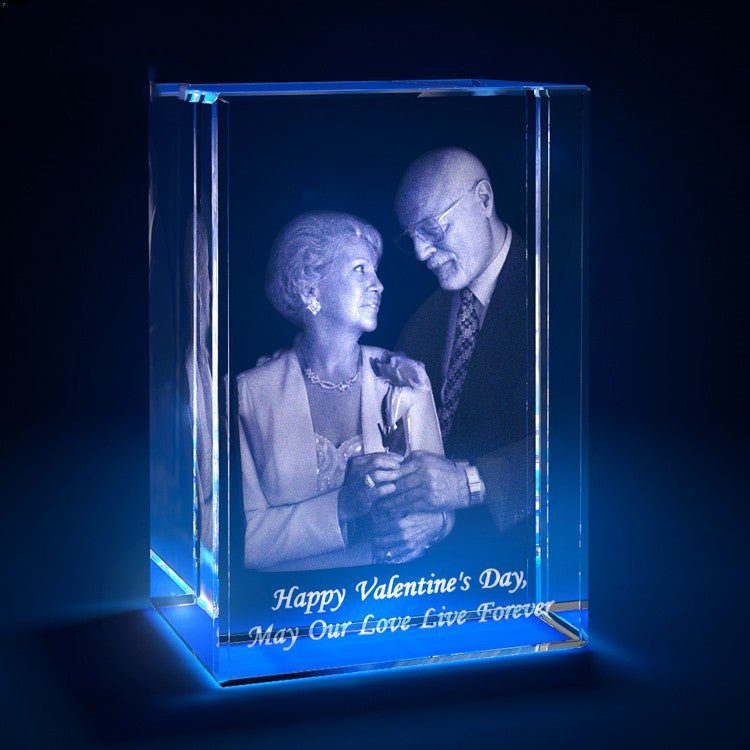 3D Laser Square Crystal Photo Frame With Love Custom Glass Cube - myetyn