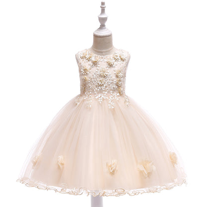 Girls Wedding Dress Tutu Skirt New Handmade Flower Mesh