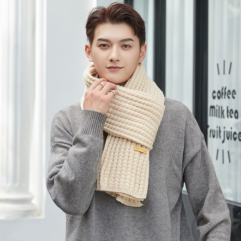 Men's And Women's Solid Colour Woollen Long Warm Knitted Scarf - myETYN