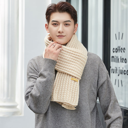 Men's And Women's Solid Colour Woollen Long Warm Knitted Scarf - myETYN