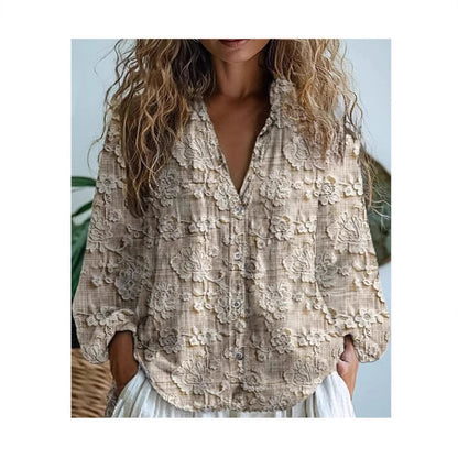 3D Printed Abstract Pattern Women's Long-Sleeved Blouse – Fashion Meets Comfort